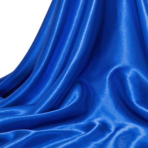 Royal Blue Silk Satin Fabric by The Yard, 55 Inch Wide Charmeuse Satin Cloth Fabric, Silky Shiny and Soft Cloth Material for Sewing, Wedding Bridal Dress, Decorations, DIY Crafts, 2 Yards, Royal Blue