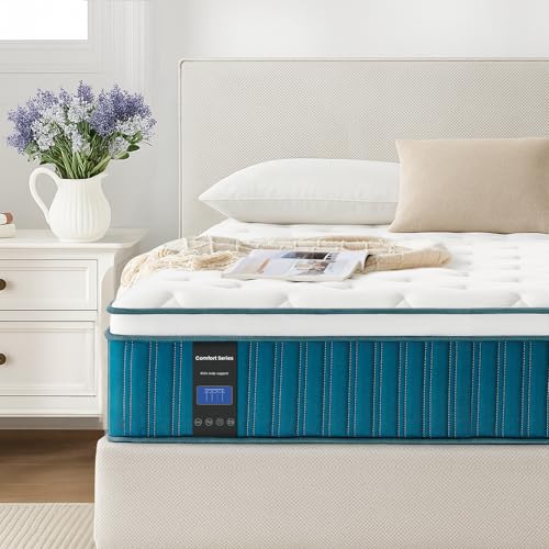 Coolvie Colchón de 90 x 190 cm en caja, 7 zonas de dureza H2 y H3, colchón ortopédico de muelles ensacados de 26 cm con espuma viscoelástica que alivia la espalda, certificado Öko-Tex, para niños y