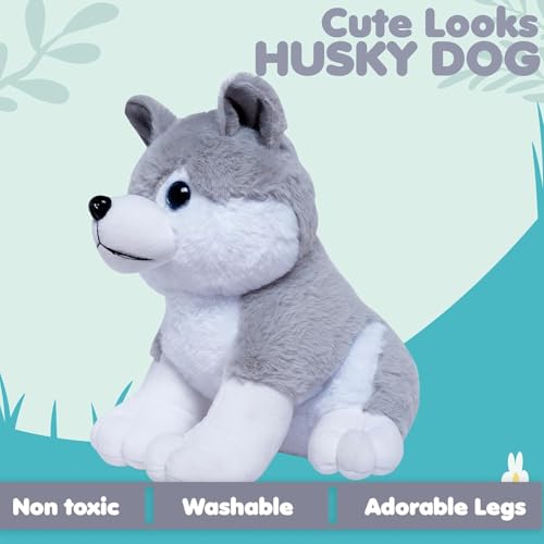 Image of Babique Plush Husky Dog Stuffed Animal Puppy Soft Toy, Adorable Gifts for Kids and Adult, Glitter Eyes Soft Toy, 32CM (Gray)