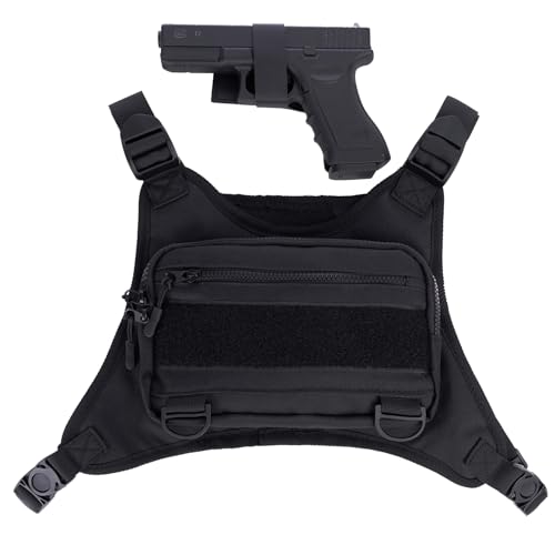 XIELIXIA Outdoor Sports Chest Bag for Men,Chest Vest Holster Fits Most Pistols,Lightweight Adjustable EDC Tactical Chest Pack,Running Vest Bag for Workouts,Hiking, Cycling