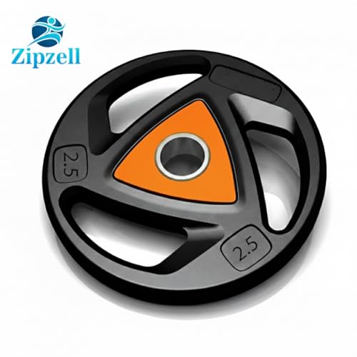 Image of Sports Olympic Weight Plates, 2.5 kg, Rubber Coated with Metal Core, 50mm Diameter, Set of 4, Black (Color May Vary)