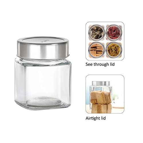 Image of CELLO Qube Fresh Glass Storage Jar for Kitchen Set of 3 Pcs, 180 ml Transparent | Fridge Safe Airtight Leadfree Toughened Glass Kitchen Storage Containers Set For Beans, Whole Grains Spices Dry Fruits