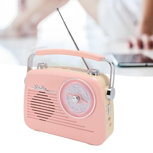 CCYLEZ Radio Portable Rétro FM AM SW, Haut-Parleur Bluetooth USB, Compact et Portable, pour Intérieur et Extérieur, Facile à Utiliser, pour Personnes âgées (Pinks)