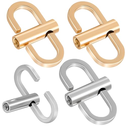 Isslly 4PCS Adjustable Chain Strap Shortener, 360 Rotatable Necklace Shortener Clasp, Strap Adjuster for Purse Necklace Chain - Gold, Silver