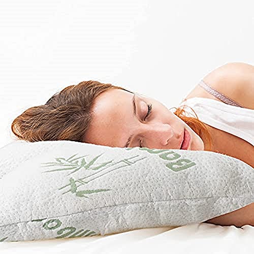 Brijo Bamboo Shredded Memory Foam Pillow- Reduce Or Eliminate Neck, Back And Shoulder Pain| Side Sleeper, Back Or Stomach| Stay Cool Hypoallergenic Anti Snoring| Standard Size #TOP3