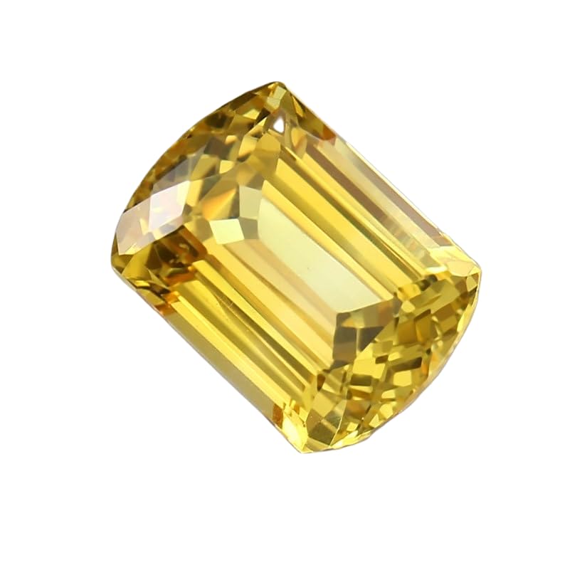Saphir jaune naturel 14x10mm gemme forme émeraude à facettes pour fabrication de bijoux