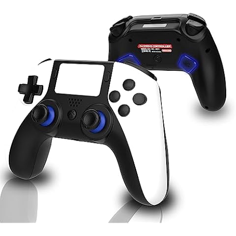 megacom P4 PC Wireless Bluetooth Controller - Gamepad with 2 Remap Keys, Rechargeable Battery, 3.5mm Audio Jack, Speaker, Multi-touch Pad, Dual Vibration - Compatible with P4 Cover