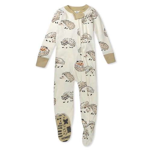 Image of HonestBaby Classics Non-Slip Footed Pajamas One-Piece Sleeper Zip-Front Pjs 100% Organic Cotton, Camo Hog, 12 Months