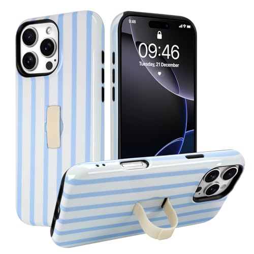 SOKAD Vertical Stripes Phone Case for iPhone 16 Pro Max with Finger Strap