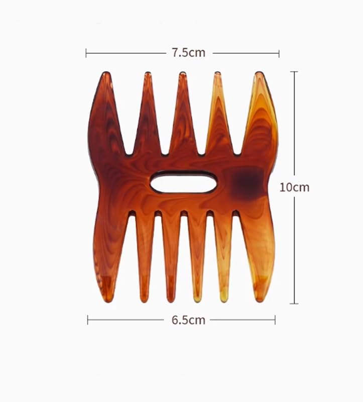 GMN-2 Geniş Dişli Çift Taraflı Tarak, Kahverengi Desenli, Saç Örgüsü ve Kıvırcık Saçlar için, 10cm x 7.5cm