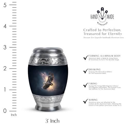 Image of Eagle Urn - Decorative Urns for Burial - Keepsake Urn for Ashes Adult Male - Memorial Funeral Urns - 3 Inch