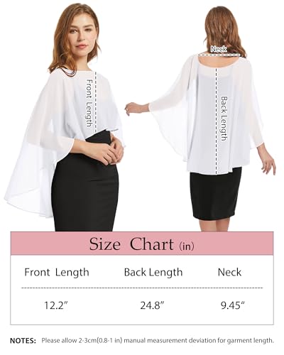 Image of Women Shawl and Wraps for Evening Dress Chiffon Cape Sheer Poncho Cover Up