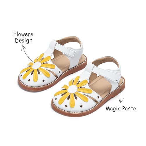 Image of Kolan Toddler Girl Sandals Open Toe Flat Princess Dress Shoes Little Kids