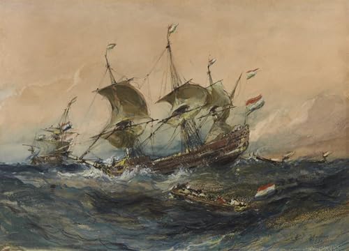 Impression d'art Art Tableau Navires hollandais Eugene Isabey sur toile haute définition 60x90