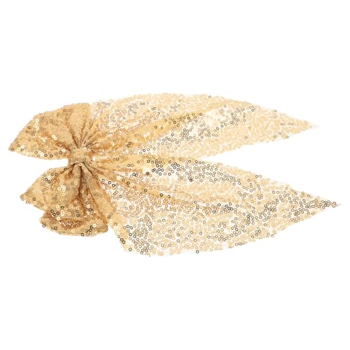 Ciieeo Clip de Lazo Grande Dorado Lentejuelas y Pinza de Cocodrilo, Accesorio para Cabello Femenino Adecuado para Bodas y Fiestas