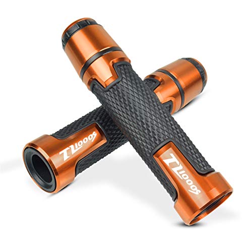 Guidon Moto 22mm en Aluminium Anodisé Orange avec Embouts de Finition