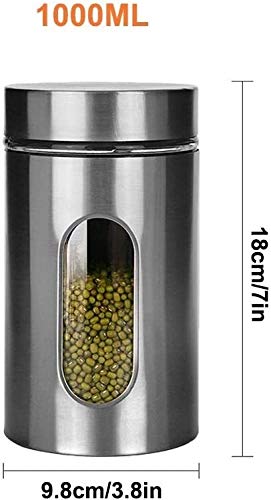 Contenitori Alimentari per Cereali Set Set di 2 barattoli for caffè da cucina, contenitori for alimenti in acciaio inossidabile con coperchi ermetici e finestre trasparenti, organizzazione dispensa e