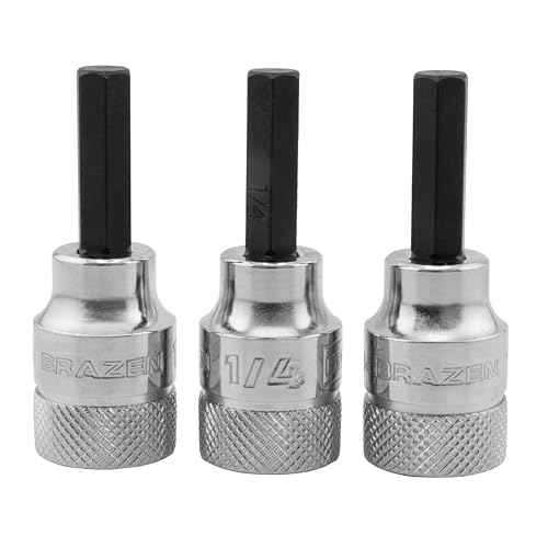 Image of BRAZEN 1 /4 inch Hex Bit Socket /Allen Driver Three Pack (3 /8 inch Drive, Short)