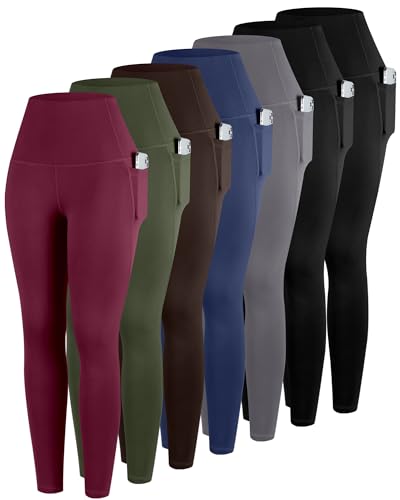Image of ATHVOTAR Leggings with Pockets for Women, 7 Packs High Waisted Workout Tummy Control Yoga Pants