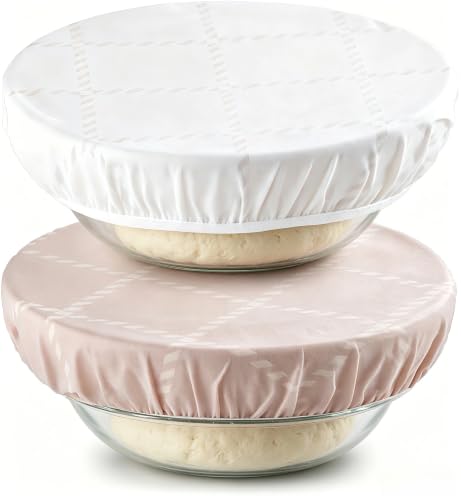 Reusable Beeswax Large Bowl Covers (2pc 12 Inch) – 100% Organic Cotton Elastic Food Covers for Sourdough Bread Proofing, Shower Caps for Dough Baskets, Beeswax Wraps, Bowl Covers, Bread Proofing Cover by XOHUYD - Used condition - US$14.29
