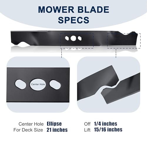 LikeLion 2 Pack Lawn Mower Blade 21" ，Compatible with HyperTough Murray Blackmax MNA152701 MNA 152901 MNA 152903 MNA152905 Push Mower， Lawn Dethatcher Blade Replaces Parts 84005221 2105200317 - Thumbnail 4