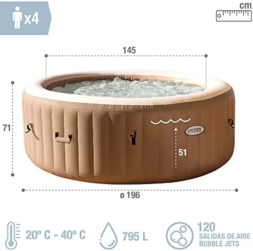 Bild 4 - Intex Ø 196 x 71 cm Whirlpool Pure SPA - Bubble Massage, Beige 28426EX