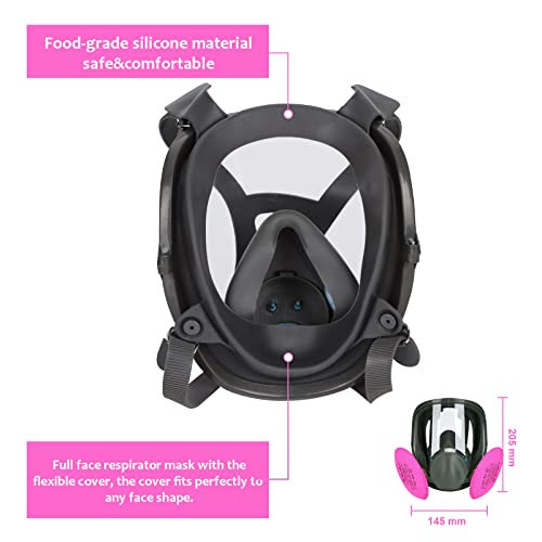 Full Face Respirator Mask With Filters, 17 In1 6800 Reusable Respirator Paint Spray Dust Shield Cover Mask, Ideal For Painting Spray, Epoxy Resin, Car Spraying, Dust, Polishing, Welding, Sanding #TOP5