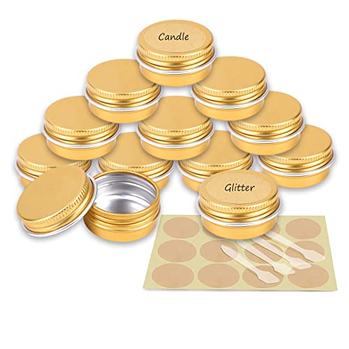 YANCAER 100 Piezas Tarros de Aluminio, 10ml Oro - D35mm x H17mm, Latas Redondas de Aluminio, Contenedores Cosmético de Viaje Envases de Vacío con Tapas para Bálsamo Labial, Loción, Crema