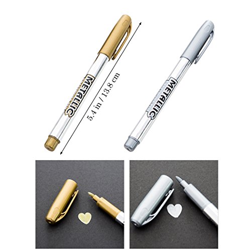 12Pcs Metallic Marker Pens, Creatiee Gold Silver Metallic Permanent Markers Metallic Painting Pens Signature Pens For Card Making Rock Painting Glass Metal Wood Script Lettering Diy Photo Album #TOP1