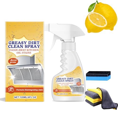 Greasy Dirt Clean Spray, Foam Cleaner Schaumreiniger für Küche, Stain Cleaner FüR Dunstabzugshauben, BacköFen, Kochgeschirr & Mehr 120ml (1)