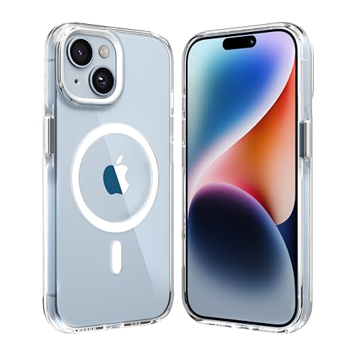 Image of CASEGEAR Super Crystal Transparent Back Cover Case Compatible with iPhone 14 | Lifetime Anti-Yellow | 10.4 Feet Drop Protection | Compatible with MagSafe | 360 Camera Protection