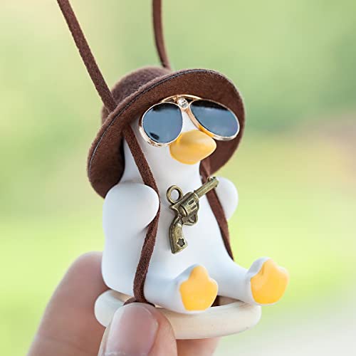 Swinging Duck Car Hanging Ornament, Cute Car Hanging Pistol, Sunglasses Accessories For Rear View Mirror, Car Pendant Duck Hanging Swing #TOP2