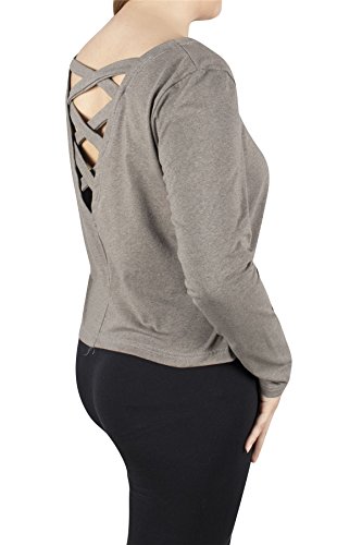 Lobaz Femme Haut à Manches Longues pour Juniors Bretelles Croisées de Dos du Designer Large Pull-Over pour - River Stone #524 - S Cover