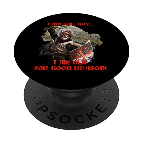 Bouclier templier Careful Boy I'm Old For Good Reason PopSockets PopGrip Interchangeable