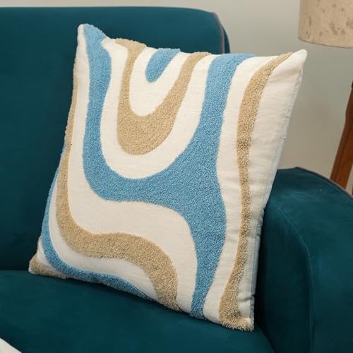Image of Handmade Soft Boho Cotton Pillow Case | Embroidered Decorative Cushion Cover for Home Decor | 16 X 16 Inch Throw Pillow Cases for Living Room and Bed Room (Set of 1, 16 * 16)