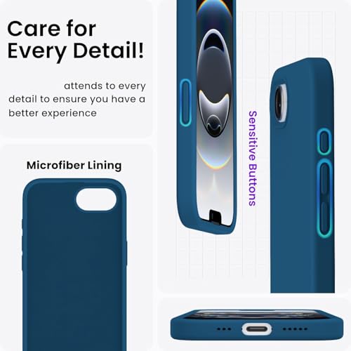 Image of DIZORO Compatible with iPhone 17e / iPhone 16e Case 6.1 inch Liquid Silicone 3 Layers Full Covered Soft Gel Rubber Phone Case,Shockproof Protective Cover with Anti-Scratch Microfiber Lining-Cosmos