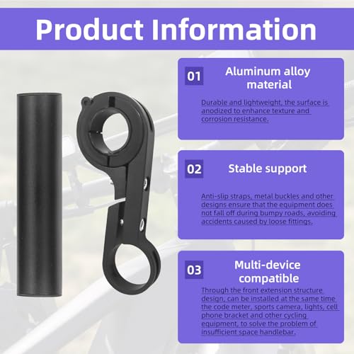 2Pcs Bike Handlebar Extender, 10cm/30cm Bicycle Handlebar Extension with Single and Double Mounting Clamp, Bike Handle Bar Extension Bracket for Holding Motorcycle E-Bike Lamp Speedometer GPS - Thumbnail 5