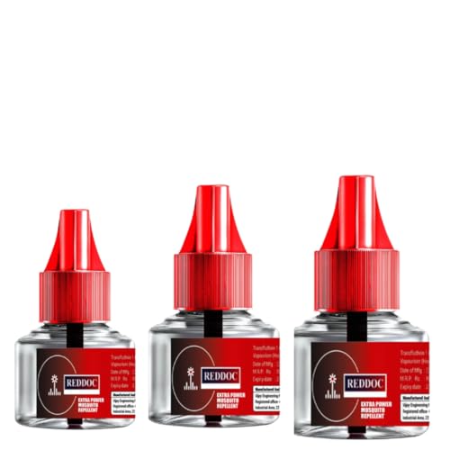 Image of RED Herbal Mosquito Repellent Refill -Natural Protection Against Dengue & Mosquitoes | Mosquito Repellent RED (PACK OF 3) Refill + Machine