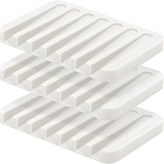 Anwenk Soap Dish Waterfall Soap Saver Soap Tray Soap Holder Drainer for Shower/Bathroom/Kitchen/Counter Top, Keep Soap Bars Dry & Clean, Easy Cleaning, Flexible Silicone - White(Pack of 3)