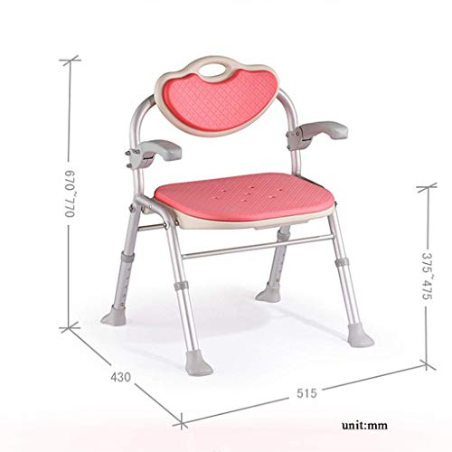 Chaise de bain rose avec coussin EVA et main courante rotative