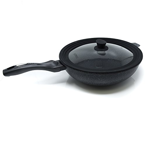 Alpha Living Universal Large Pots And Pans, Vented Tempered Glass-Graduated Lid Fits 11 Inch, 11.5 Inch, 12 Inch Cookware, Black #TOP3