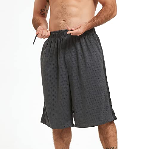 Hquec Men's 12" Basketball Shorts Long Athletic Workout Gym Mesh Shorts Below Knee Loose-Fit With Pockets Darkgrey 3Xl #TOP2