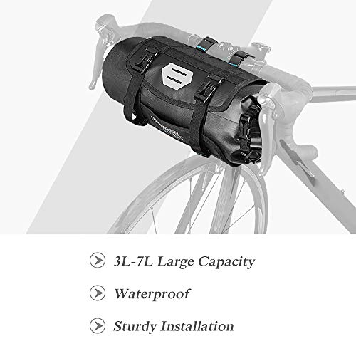 Lixada Bike Handlebar Bag, Cycling Handlebar Storage Bag Mountain Bicycle Front Frame Bag Pannier Pouch With Roll Top Closure Waterproof For Road Mtb Outdoor #TOP1