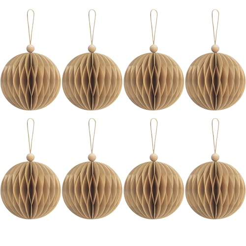 8cm Papier Rustic Wood Weihnachtskugeln Papierkugeln christbaumkugeln...