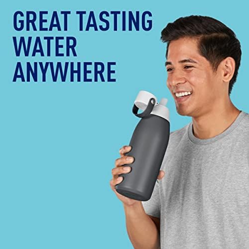 BRITA Insulated Filtered Water Bottle with Straw, Reusable, Stainless Steel Metal, Carbon, 32 Ounce