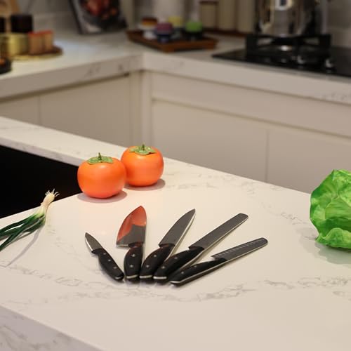 LUMAI Conjunto de Facas Aço Inoxidável 3CR13, Kit 5 Peças com Lâminas Afiadas e Duráveis, Inclui Fac