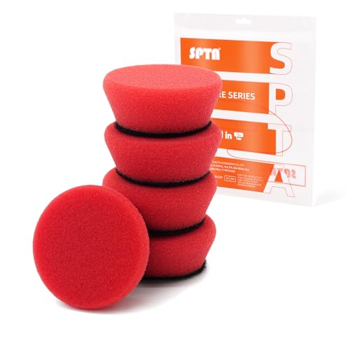 Image of SPTA Red T10 Mini Ultra-Fine Finishing Foam Polishing Pads, 5Pcs 1.3inch /32mm Sponge Polishing Buffing Pads, Car Foam Detail Polishing Pad Kit for Car Detail Polishing, Small Area Polishing -FPTSS1R