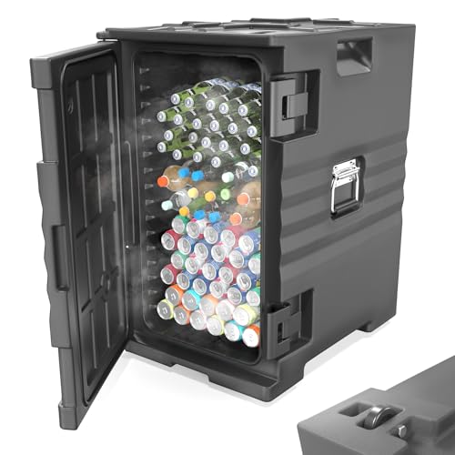 ROVSUN Insulated Food Pan Carrier 109QT, Hot Box Food Warmer w/Wheels Double Buckles & Handles, Stackable Hot Boxes for Catering Family Party Restaurant Canteen