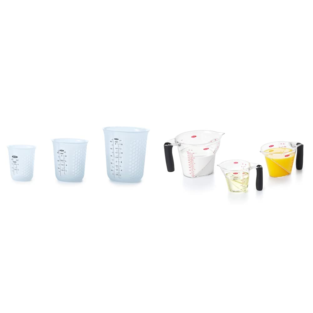 OXOGood Grips 3 Piece Silicone Measuring Cup Set + 3-Piece Angled Measuring Cup Set
