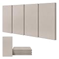 UMIACOUSTICS 4 PCS Acoustic Panels, 2“ Thick 23.6" x 11.8" Fiberglass Sound Wall Panels, Sound Absorbing Panels for Home Studios, Office, Theater. Light Camel